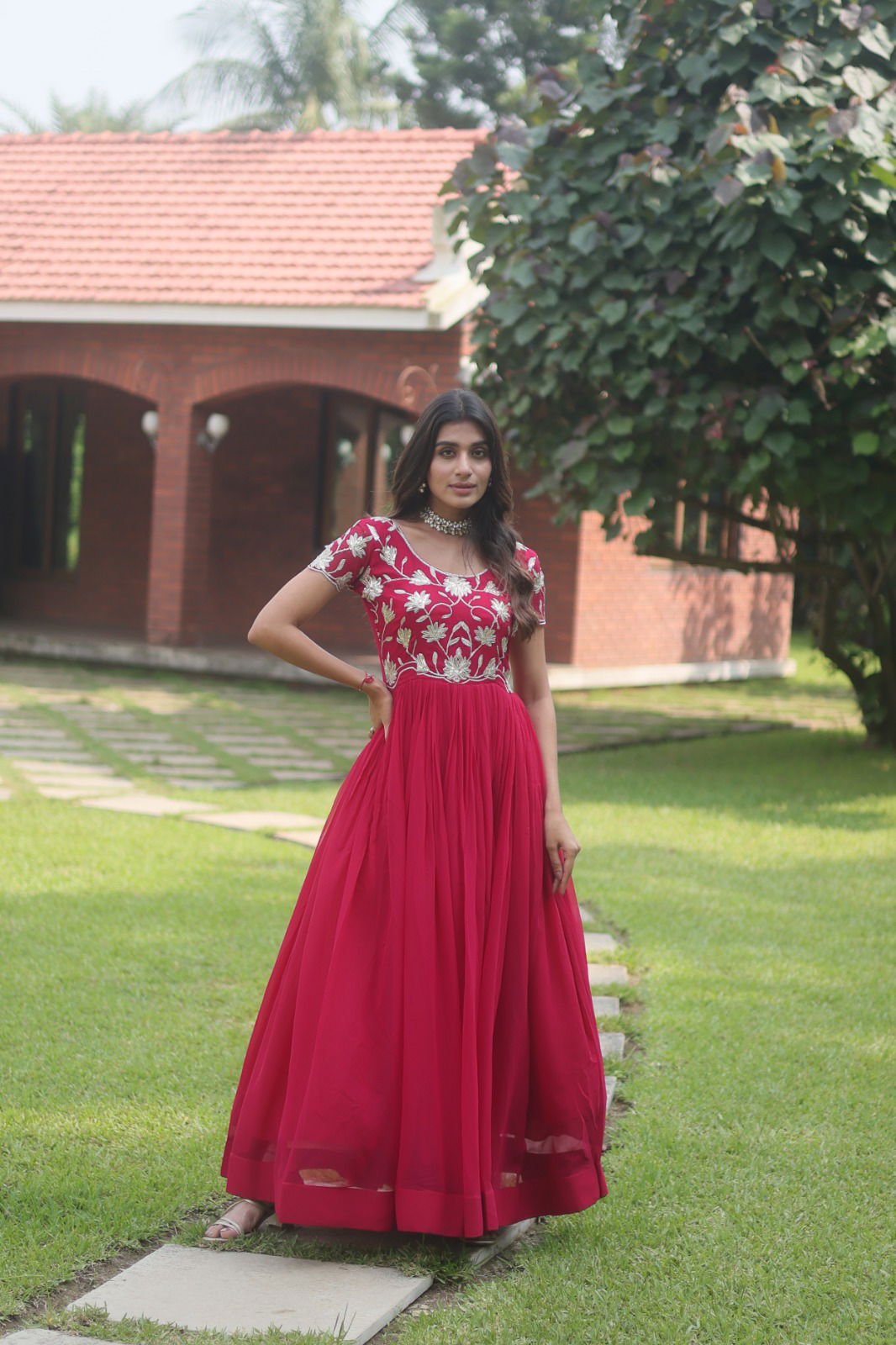 KA 1065 Faux Blooming Wedding Wear Gown Catalog